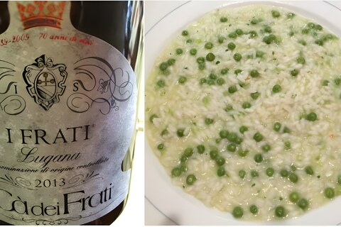 Típico plato veneto Risi e Bisi, maridado con Lugana DOC